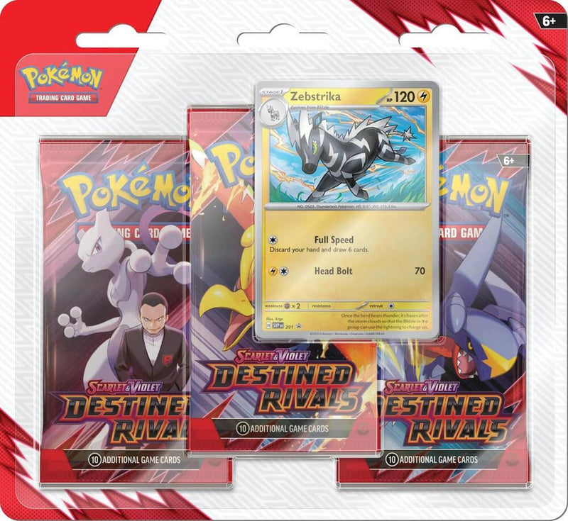 Pokemon TCG: Scarlet and Violet - Destined Rivals 3-Pack Blister (Zebstrika)