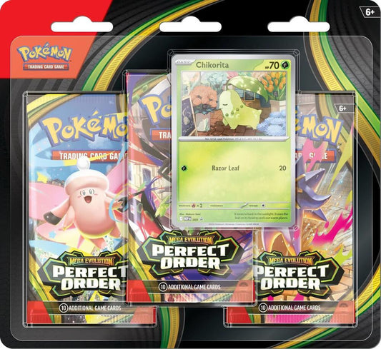 Pokemon TCG: Mega Evolution - Perfect Order 3-Pack Blister (Chikorita) (SALE)